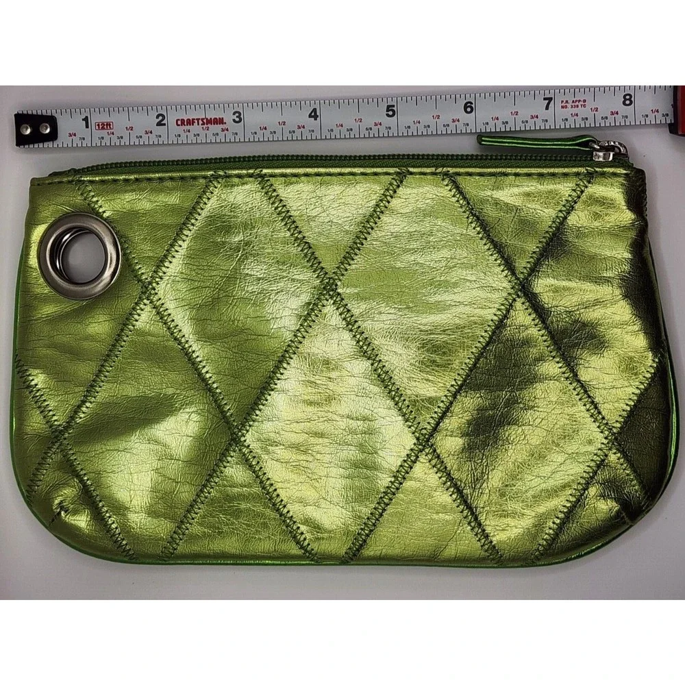 Metallic Green Zipper Clutch